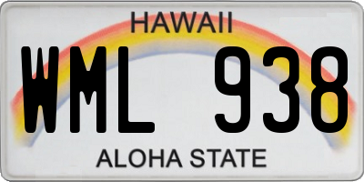 HI license plate WML938
