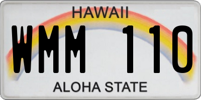 HI license plate WMM110