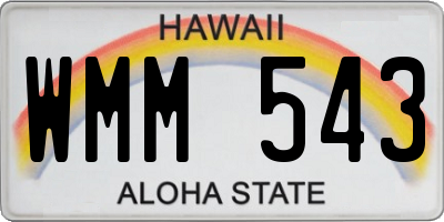 HI license plate WMM543