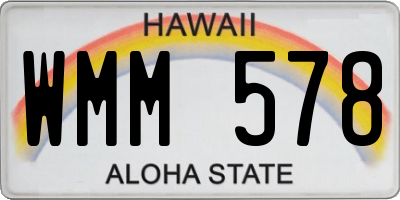 HI license plate WMM578