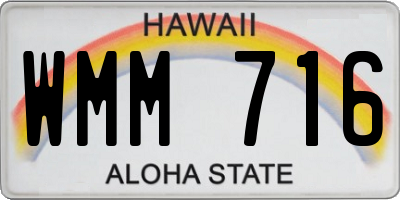 HI license plate WMM716