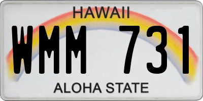HI license plate WMM731
