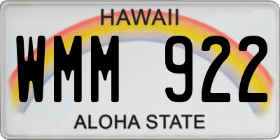 HI license plate WMM922