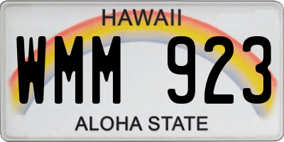 HI license plate WMM923
