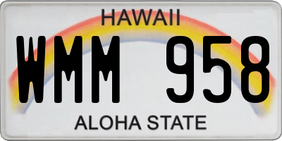 HI license plate WMM958