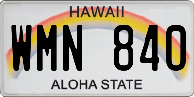 HI license plate WMN840