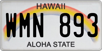 HI license plate WMN893