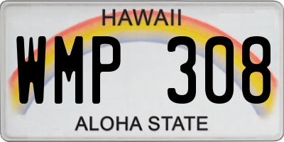 HI license plate WMP308