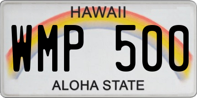 HI license plate WMP500