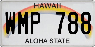 HI license plate WMP788