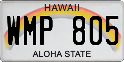 HI license plate WMP805