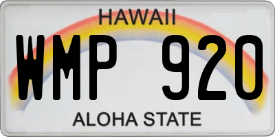 HI license plate WMP920