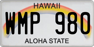 HI license plate WMP980