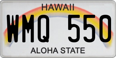 HI license plate WMQ550
