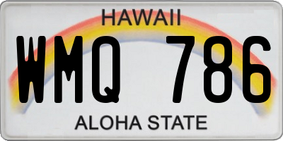HI license plate WMQ786