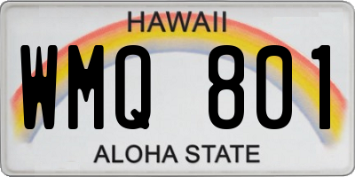 HI license plate WMQ801