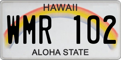 HI license plate WMR102