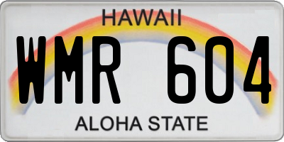 HI license plate WMR604