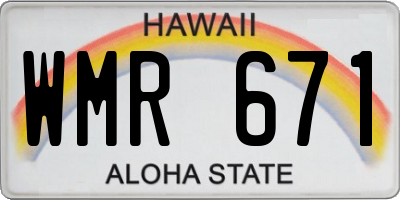HI license plate WMR671