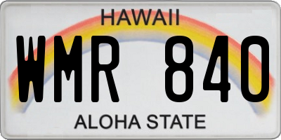 HI license plate WMR840