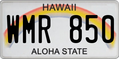 HI license plate WMR850