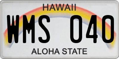 HI license plate WMS040