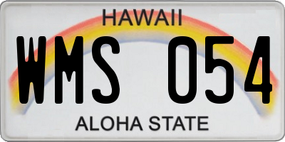 HI license plate WMS054