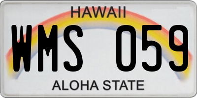 HI license plate WMS059
