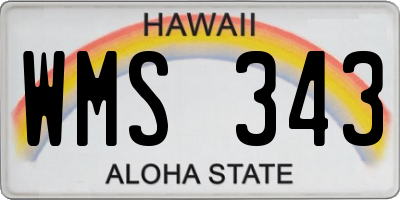 HI license plate WMS343