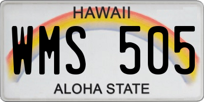 HI license plate WMS505