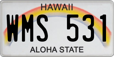 HI license plate WMS531