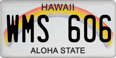HI license plate WMS606