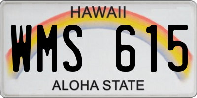 HI license plate WMS615
