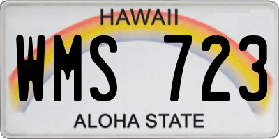 HI license plate WMS723
