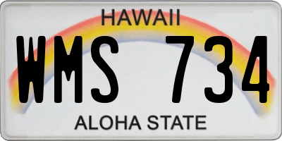HI license plate WMS734