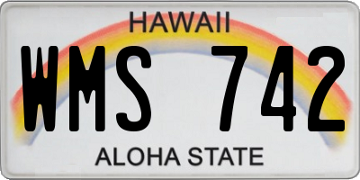 HI license plate WMS742