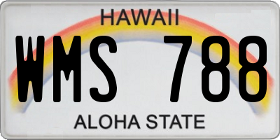 HI license plate WMS788
