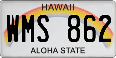 HI license plate WMS862