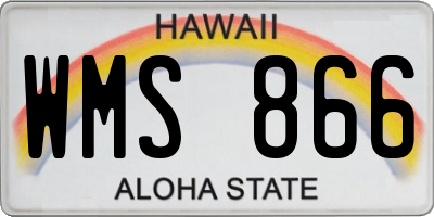 HI license plate WMS866