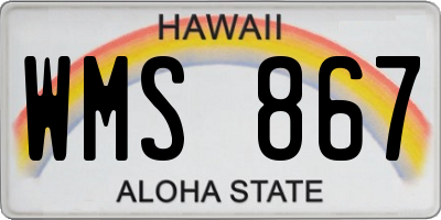 HI license plate WMS867