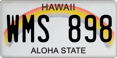 HI license plate WMS898