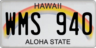 HI license plate WMS940