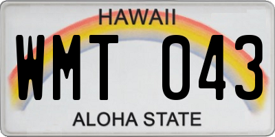 HI license plate WMT043