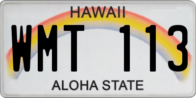 HI license plate WMT113
