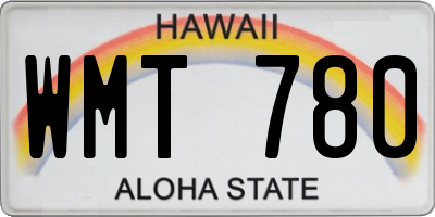 HI license plate WMT780