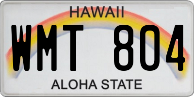 HI license plate WMT804