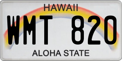 HI license plate WMT820