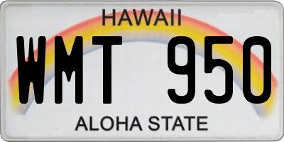 HI license plate WMT950