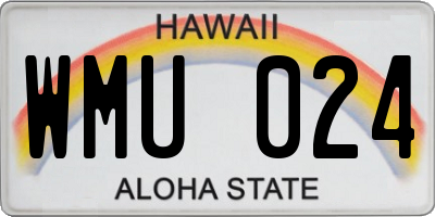 HI license plate WMU024