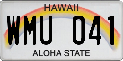 HI license plate WMU041